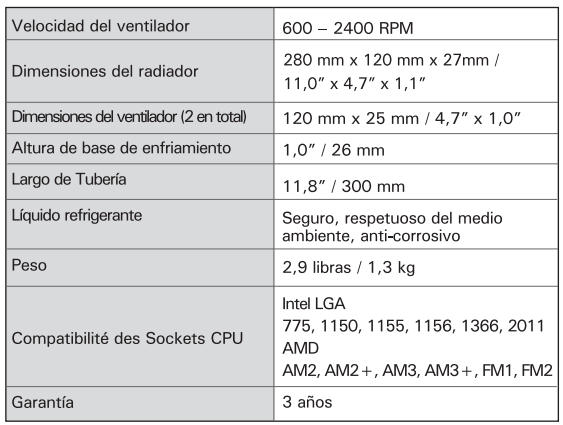 ANTEC_KUHLER_H2O_1250_ESPECIFICACIONES